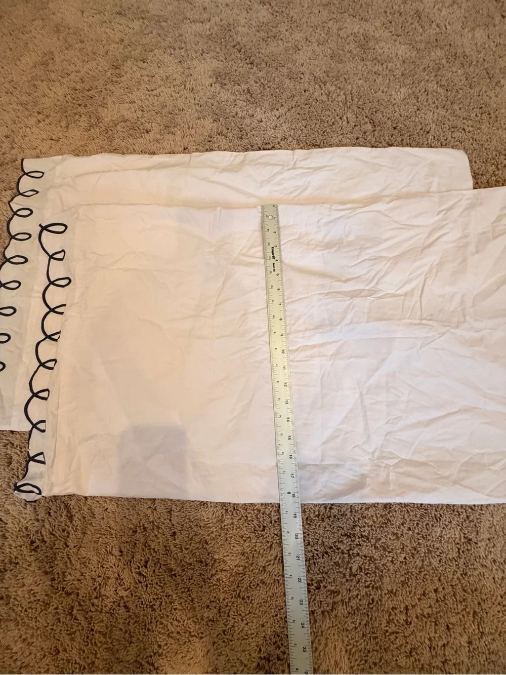New set of 2 Anthropologie looped standard pillow cases lavender navy embroidery